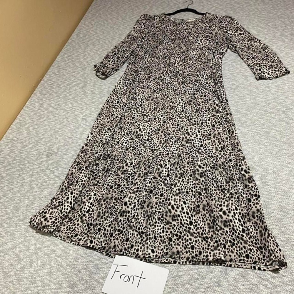 A New Day leopard print maxi dress with 3/4 sleeves women L. SKU-C43
